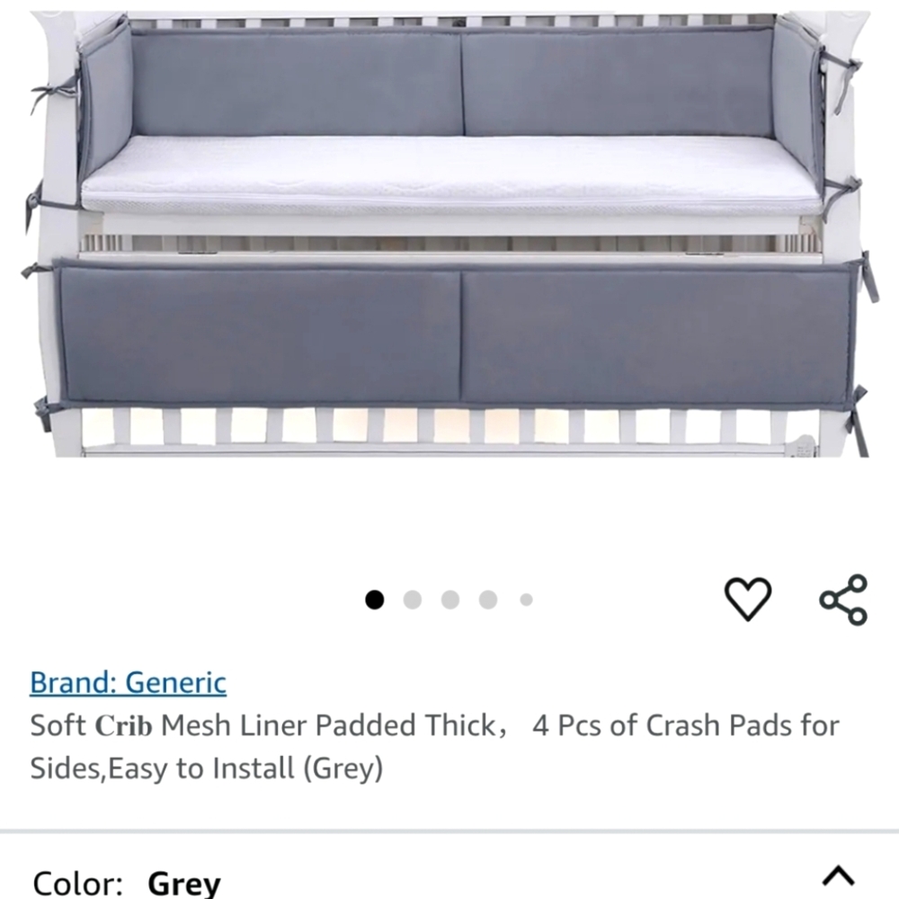 2 Gray Crib Mesh Liner Sets